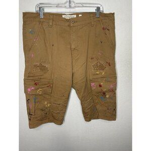 Evolution In Design Men’s Paint Splatter Brown Cargo Shorts Size 42